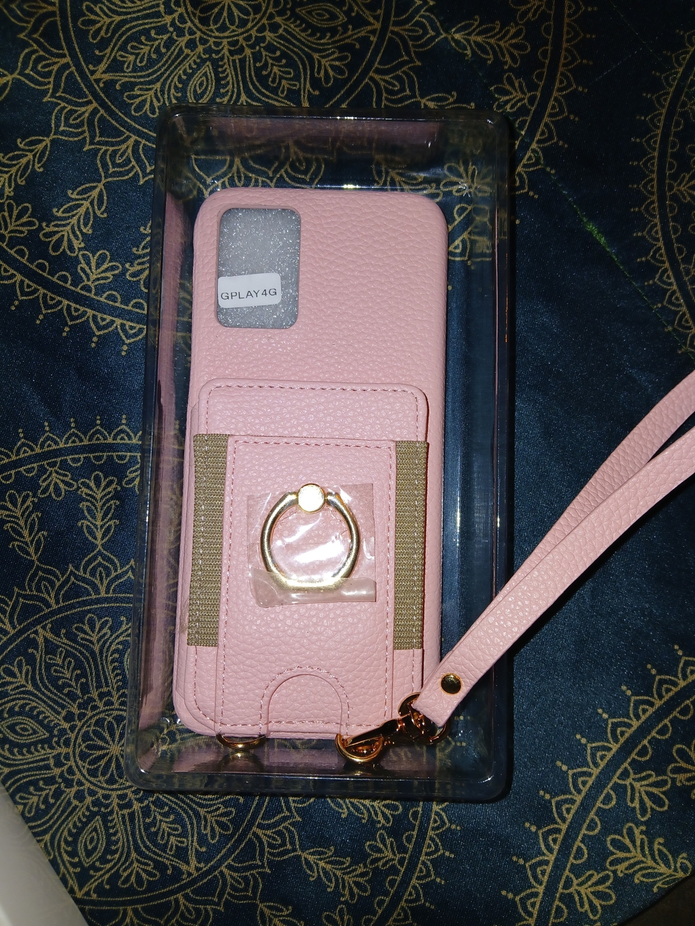 Pink Motorola G Play 2024 Wallet Phone Case with Ring Holder and Wrist Strap